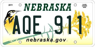NE license plate AQE911