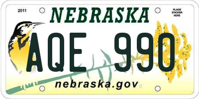 NE license plate AQE990