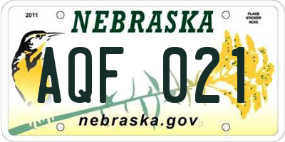 NE license plate AQF021