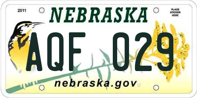 NE license plate AQF029