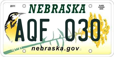 NE license plate AQF030