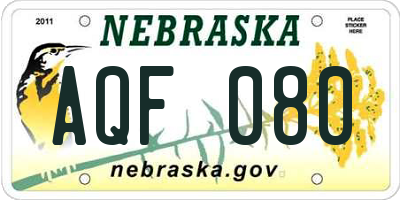 NE license plate AQF080