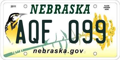 NE license plate AQF099