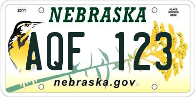 NE license plate AQF123