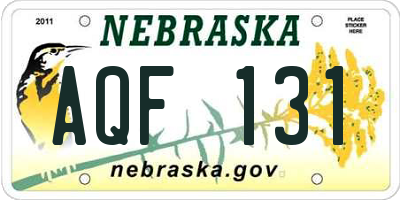 NE license plate AQF131