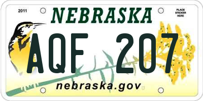 NE license plate AQF207