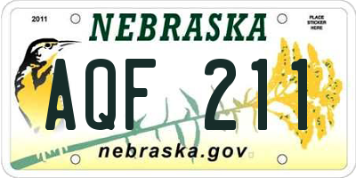 NE license plate AQF211
