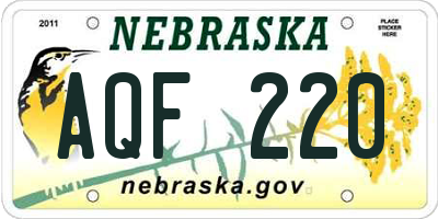 NE license plate AQF220