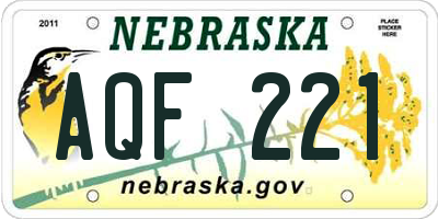 NE license plate AQF221