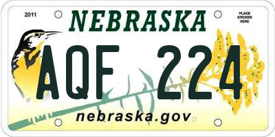 NE license plate AQF224