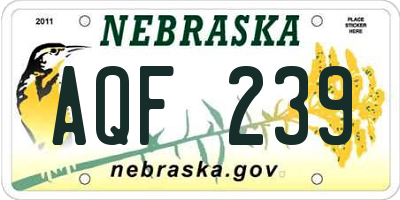 NE license plate AQF239