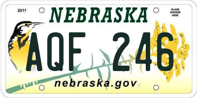 NE license plate AQF246