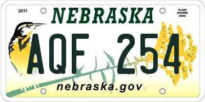 NE license plate AQF254