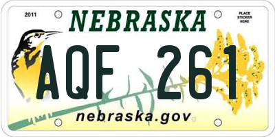 NE license plate AQF261