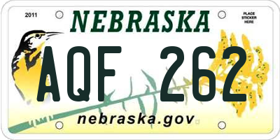 NE license plate AQF262