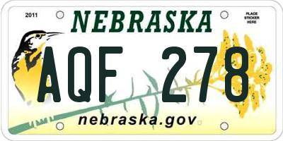 NE license plate AQF278