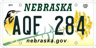 NE license plate AQF284