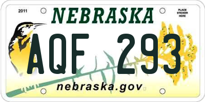 NE license plate AQF293