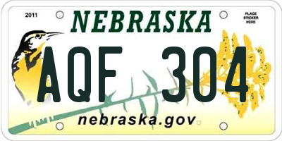 NE license plate AQF304
