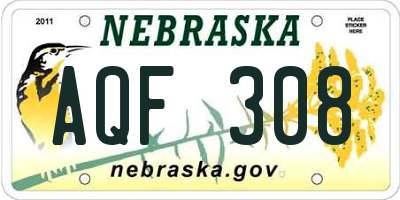 NE license plate AQF308