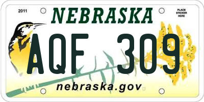 NE license plate AQF309