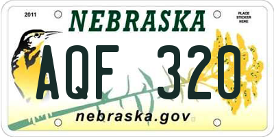 NE license plate AQF320