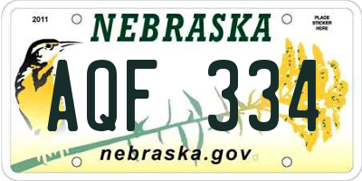 NE license plate AQF334