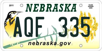 NE license plate AQF335
