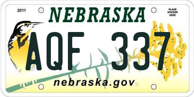 NE license plate AQF337