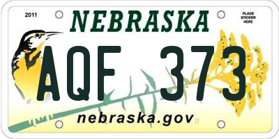 NE license plate AQF373