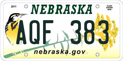 NE license plate AQF383