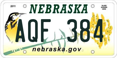 NE license plate AQF384