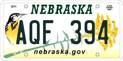 NE license plate AQF394