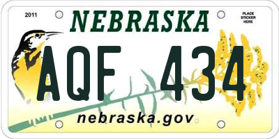 NE license plate AQF434