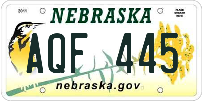 NE license plate AQF445