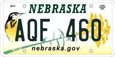 NE license plate AQF460