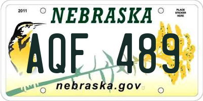 NE license plate AQF489