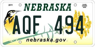 NE license plate AQF494