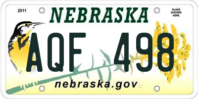 NE license plate AQF498