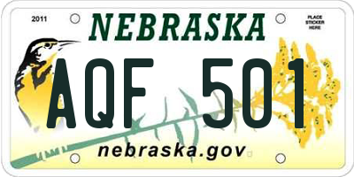 NE license plate AQF501