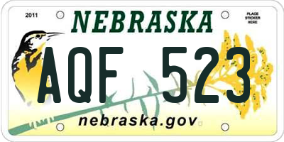 NE license plate AQF523