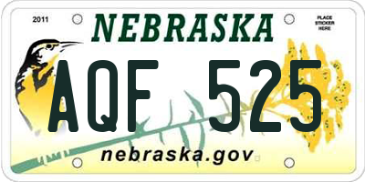 NE license plate AQF525