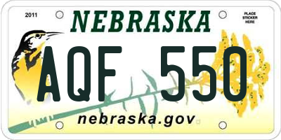 NE license plate AQF550