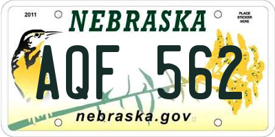 NE license plate AQF562