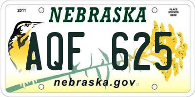 NE license plate AQF625