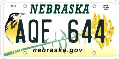 NE license plate AQF644