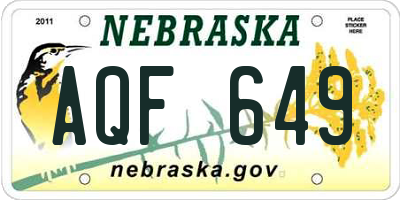 NE license plate AQF649