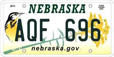 NE license plate AQF696