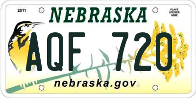 NE license plate AQF720