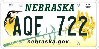 NE license plate AQF722